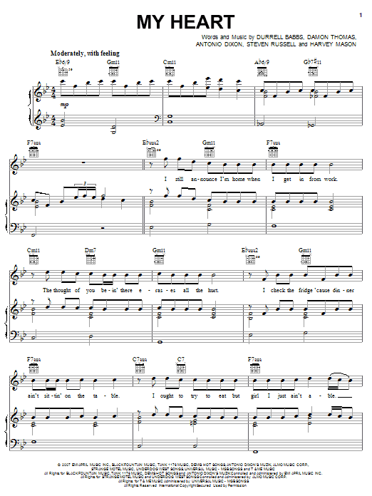 Tank My Heart sheet music notes and chords arranged for Piano, Vocal & Guitar Chords (Right-Hand Melody)