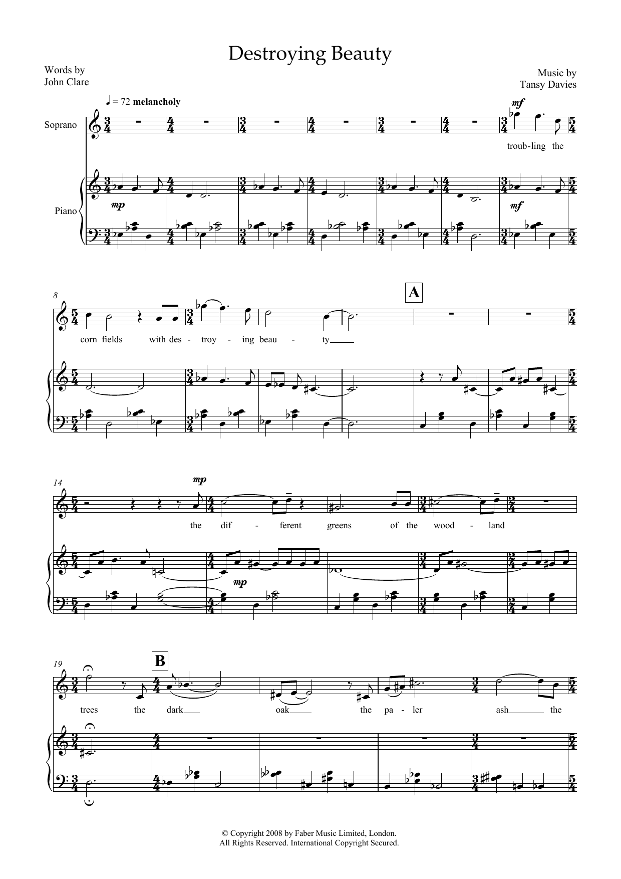 Learn to play Tansy Davies Destroying Beauty (for soprano & piano) sheet music for Piano & Vocal in minutes. Price: 7.8900$ Tansy Davies Destroying Beauty (for soprano & piano) sheet music notes and chords arranged for Piano & Vocal
