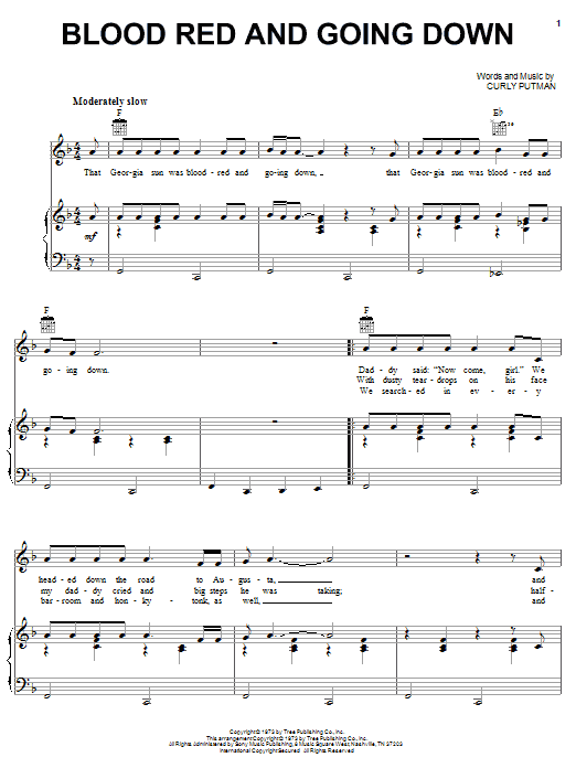 Learn to play Tanya Tucker Blood Red And Going Down sheet music for Piano, Vocal & Guitar Chords (Right-Hand Melody) in minutes. Price: 7.8900$ Tanya Tucker Blood Red And Going Down sheet music notes and chords arranged for Piano, Vocal & Guitar Chords (Right-Hand Melody)