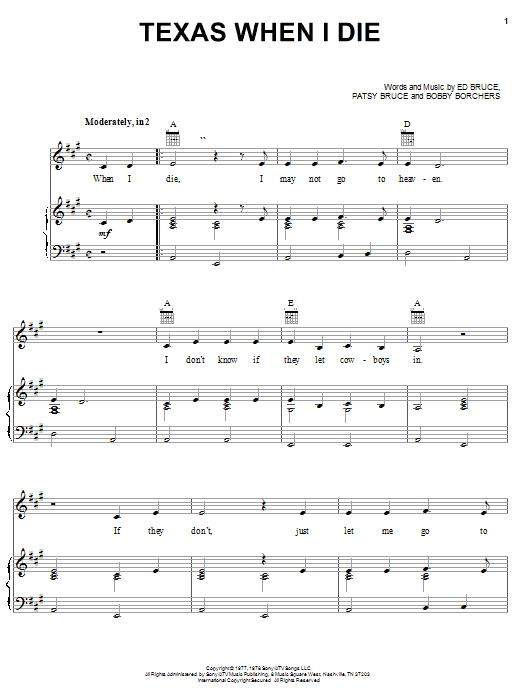 Tanya Tucker Texas When I Die sheet music notes and chords. Download Printable PDF.