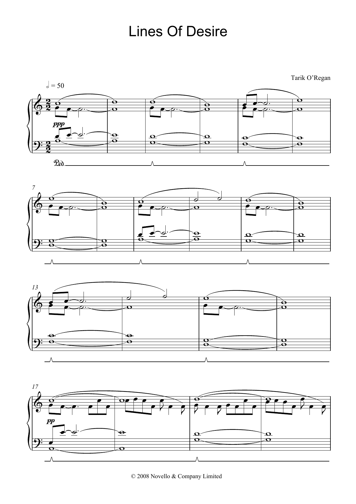 Learn to play Tarik O'Regan Lines Of Desire sheet music for Piano Solo in minutes. Price: 7.8900$ Tarik O'Regan Lines Of Desire sheet music notes and chords arranged for Piano Solo