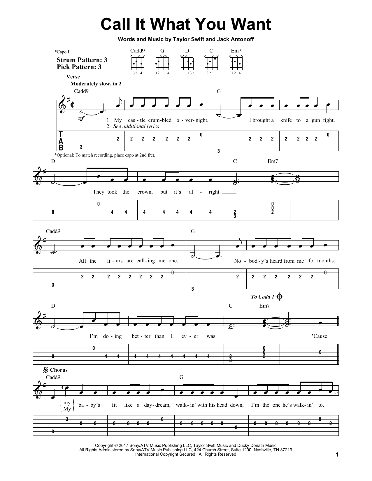 Taylor Swift Call It What You Want sheet music notes and chords. Download Printable PDF.