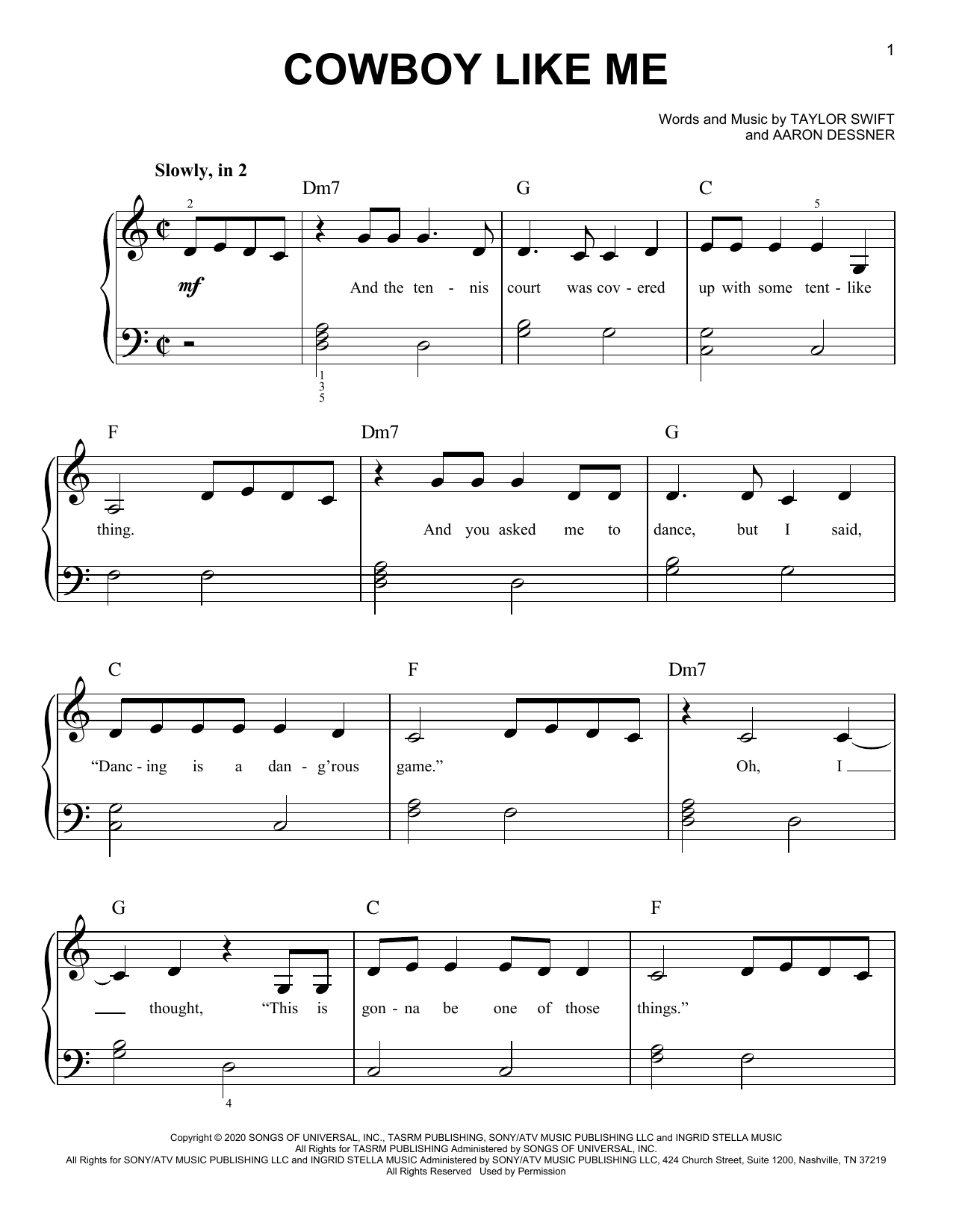 Taylor Swift cowboy like me sheet music notes and chords. Download Printable PDF.