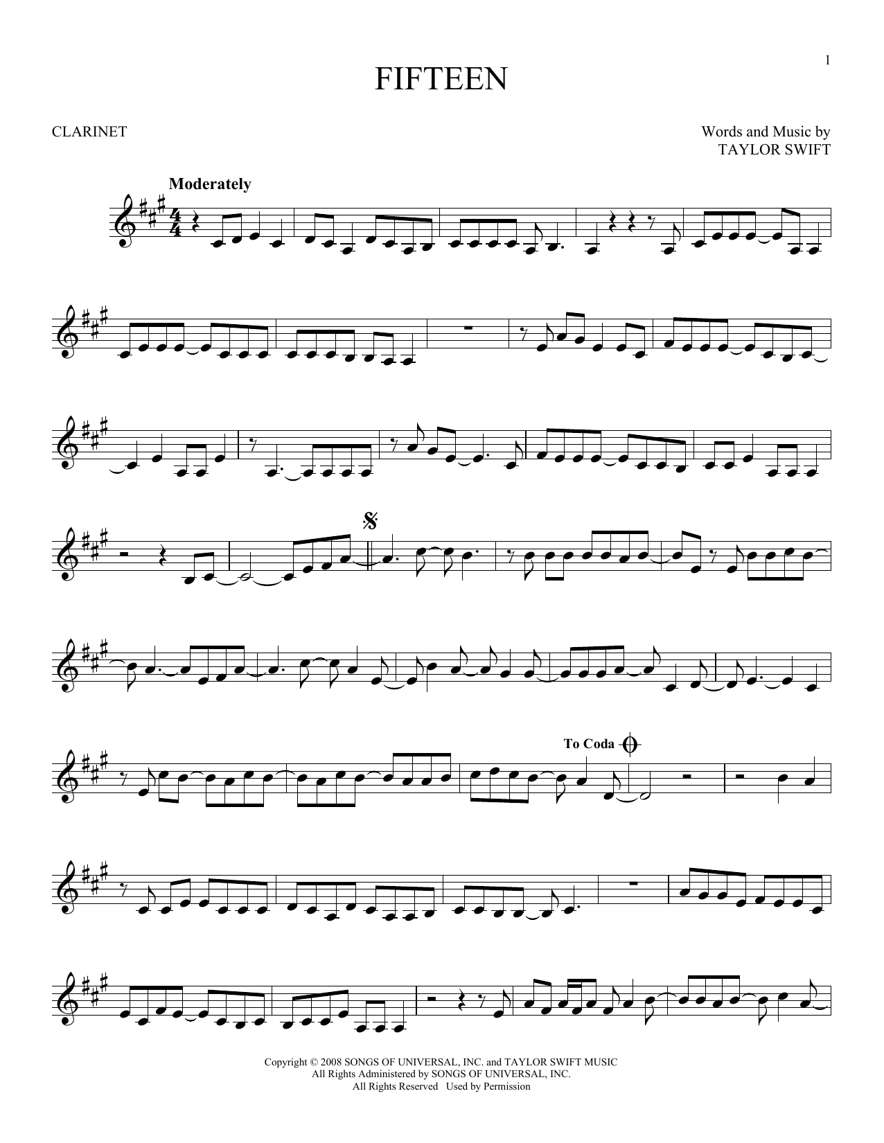 Taylor Swift Fifteen sheet music notes and chords. Download Printable PDF.