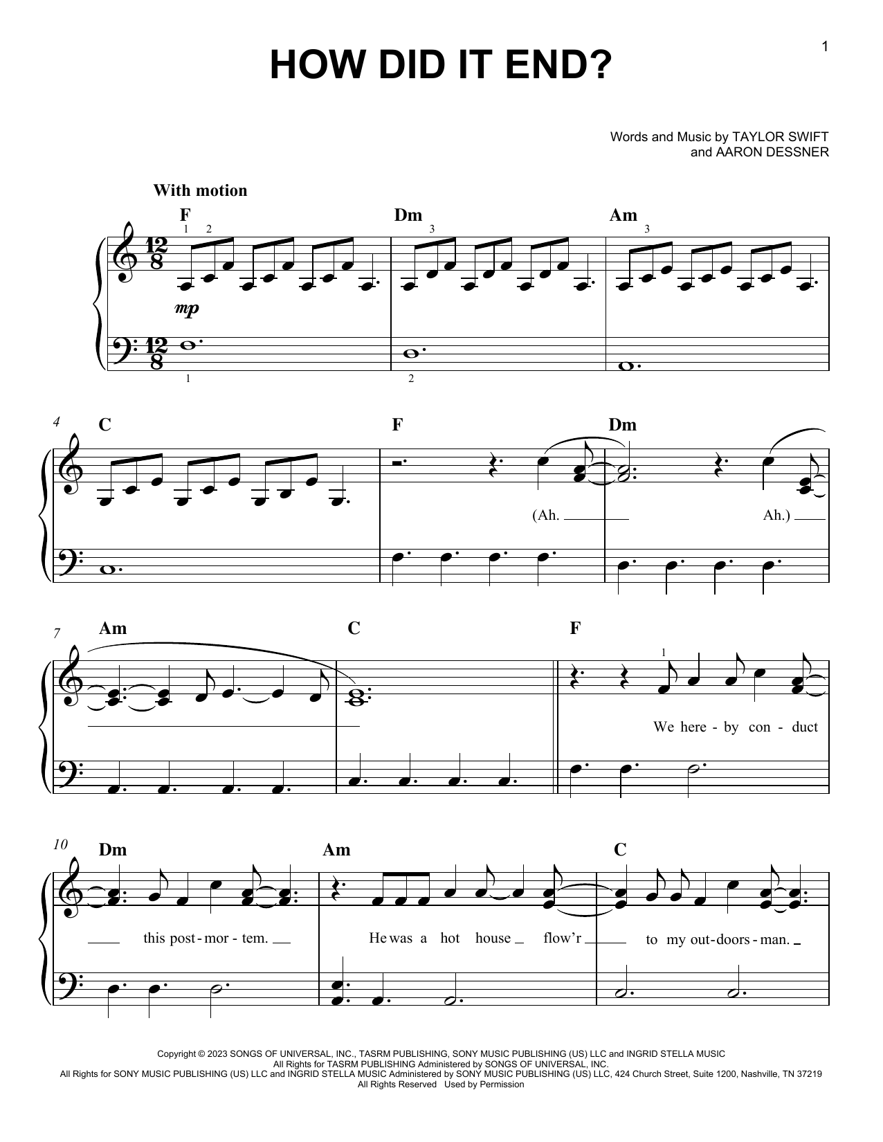 Taylor Swift How Did It End? sheet music notes and chords. Download Printable PDF.