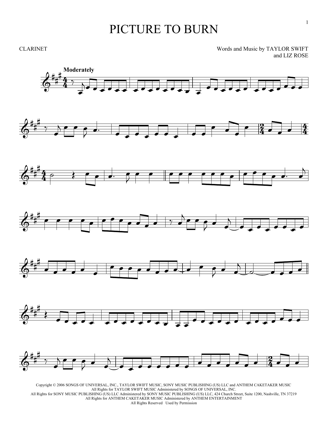 Taylor Swift Picture To Burn sheet music notes and chords. Download Printable PDF.