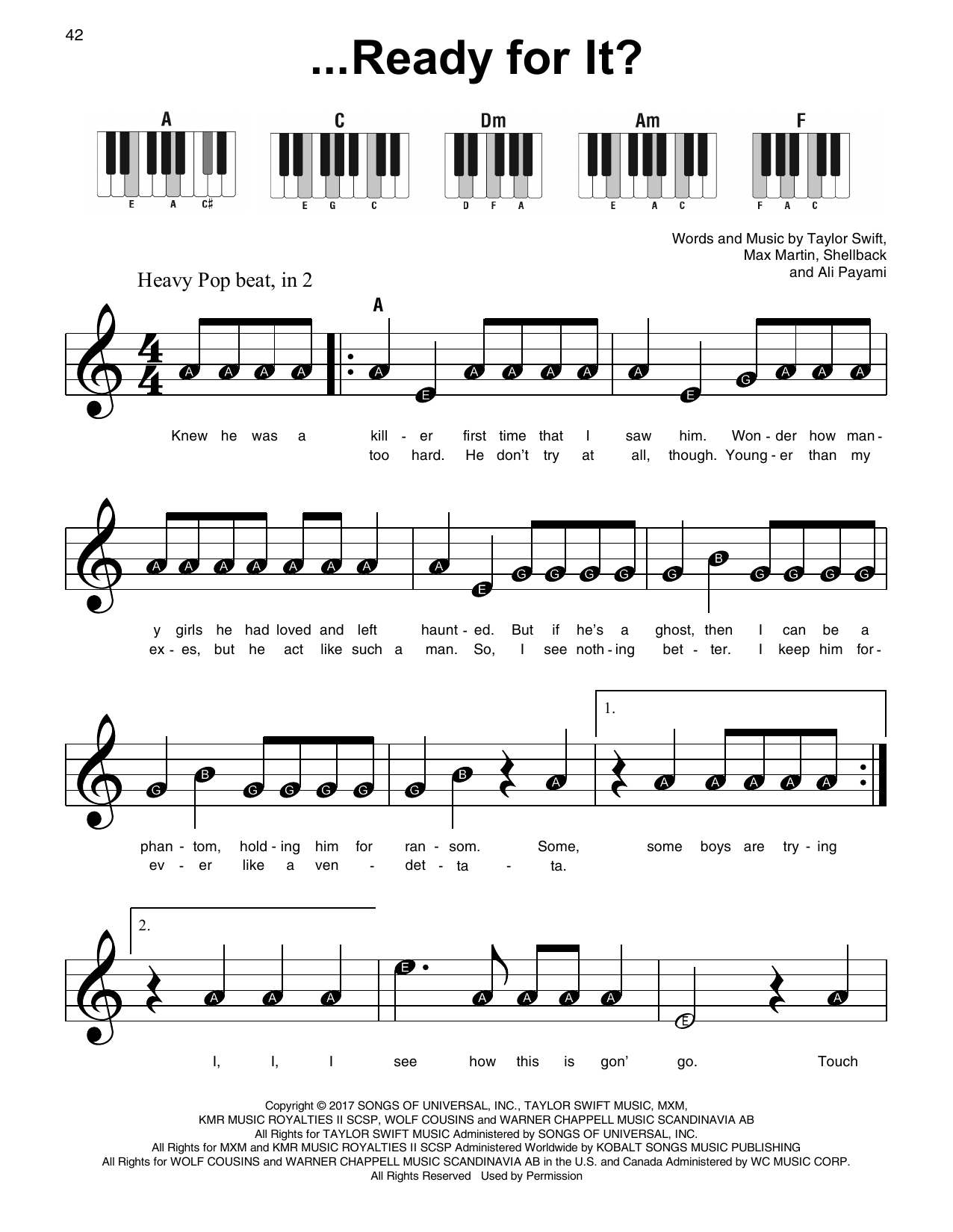 Taylor Swift ...Ready for It? sheet music notes and chords. Download Printable PDF.