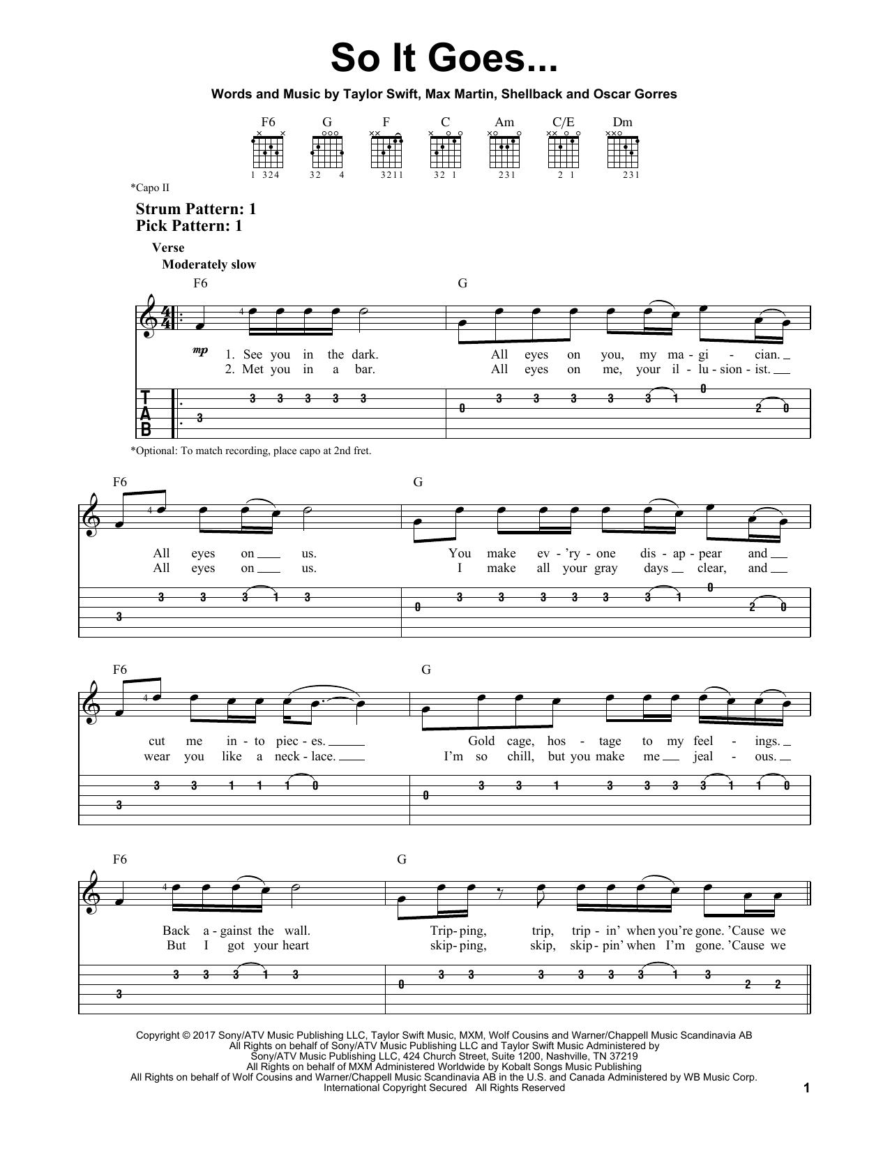 Taylor Swift So It Goes... sheet music notes and chords. Download Printable PDF.