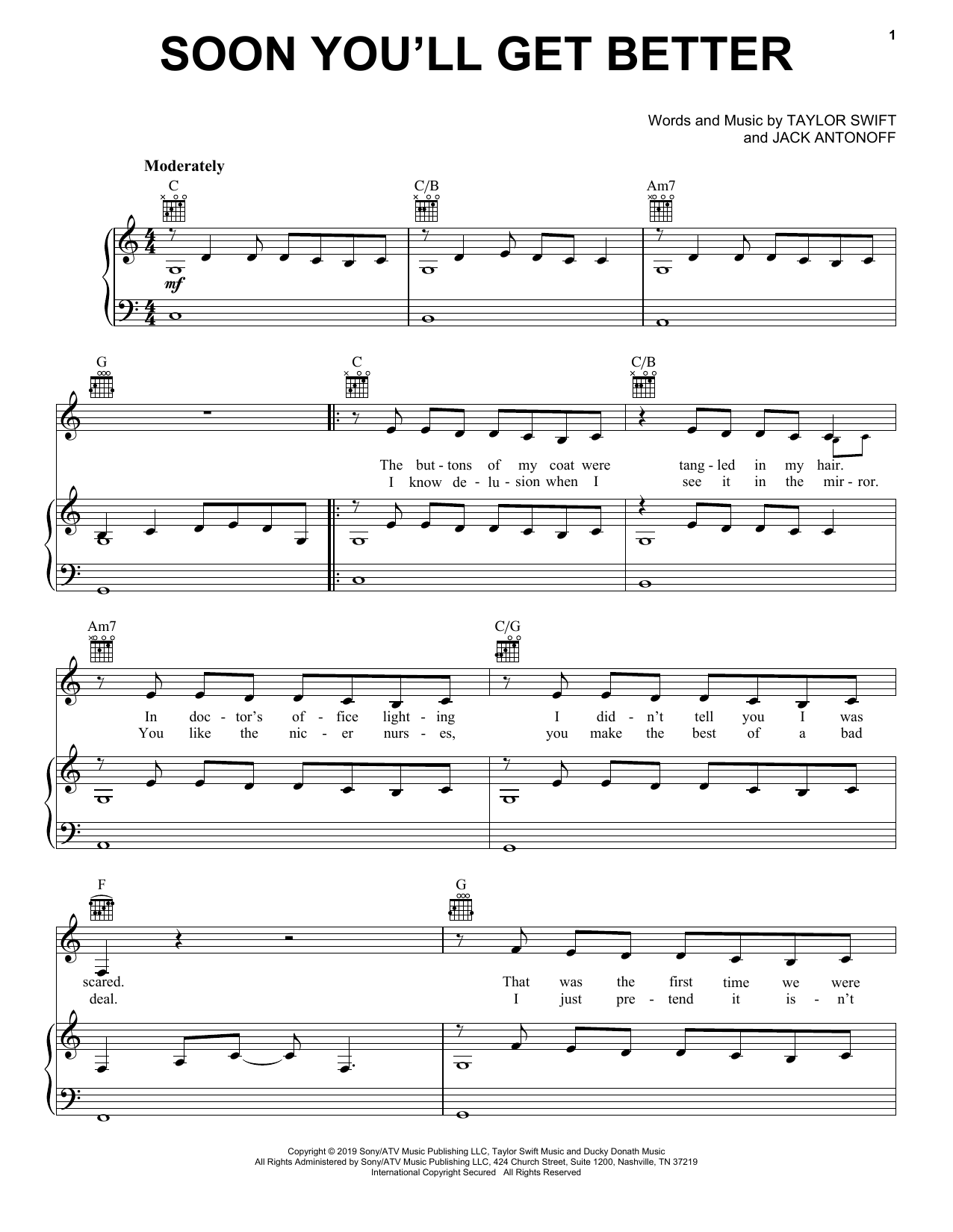 Taylor Swift Soon You'll Get Better (feat. Dixie Chicks) sheet music notes and chords. Download Printable PDF.