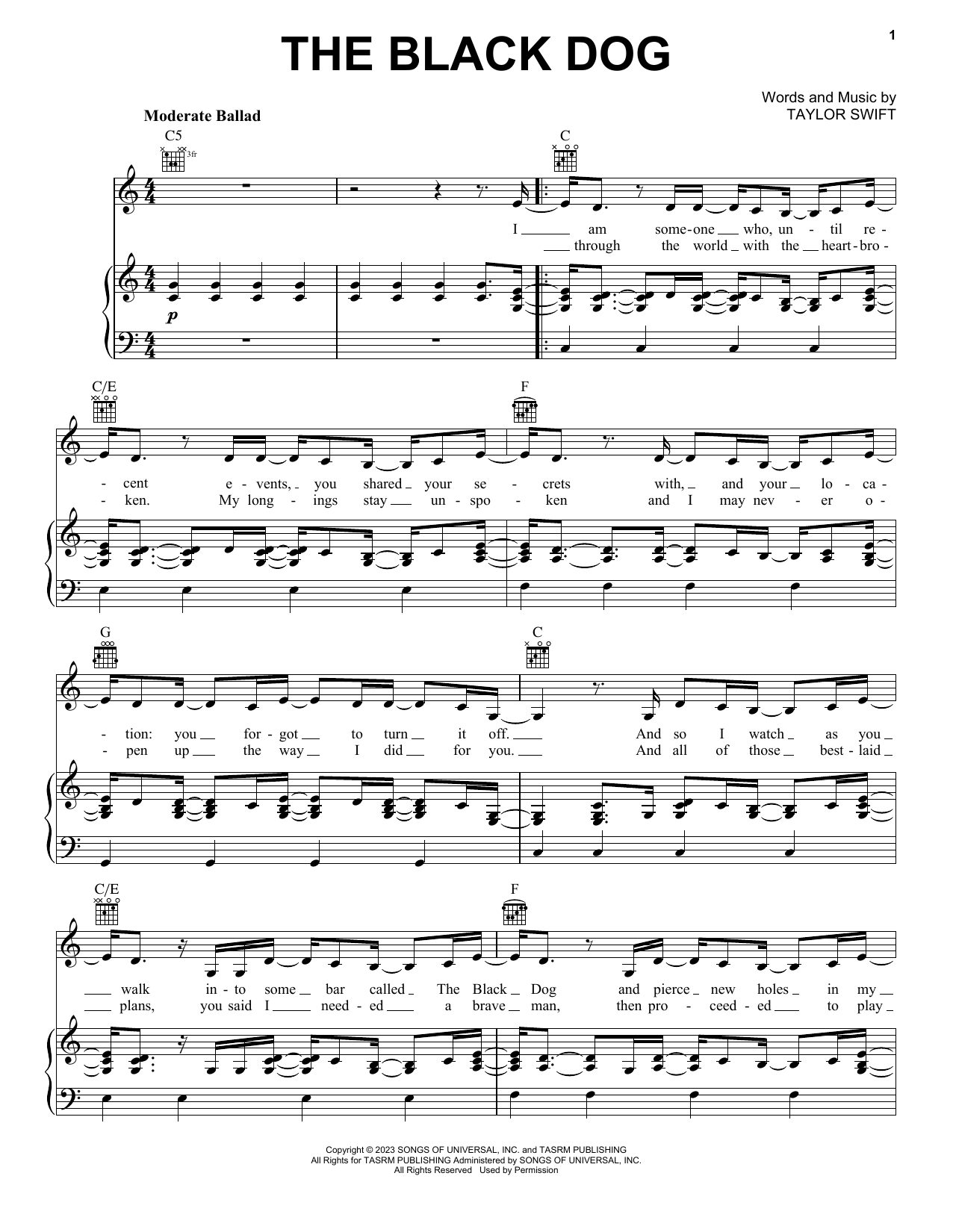 Taylor Swift The Black Dog sheet music notes and chords. Download Printable PDF.