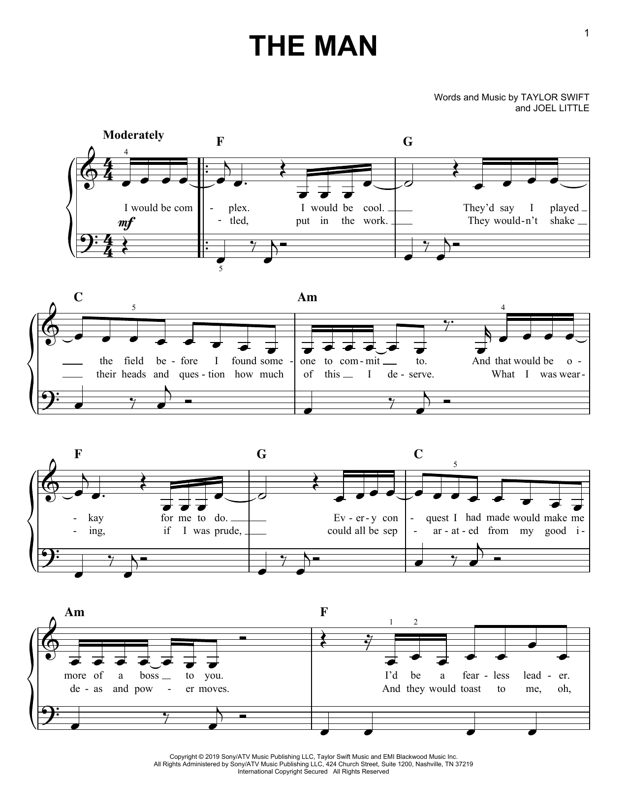 Taylor Swift The Man sheet music notes and chords. Download Printable PDF.