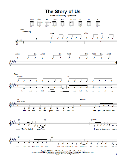 Taylor Swift The Story Of Us sheet music notes and chords arranged for Piano Solo