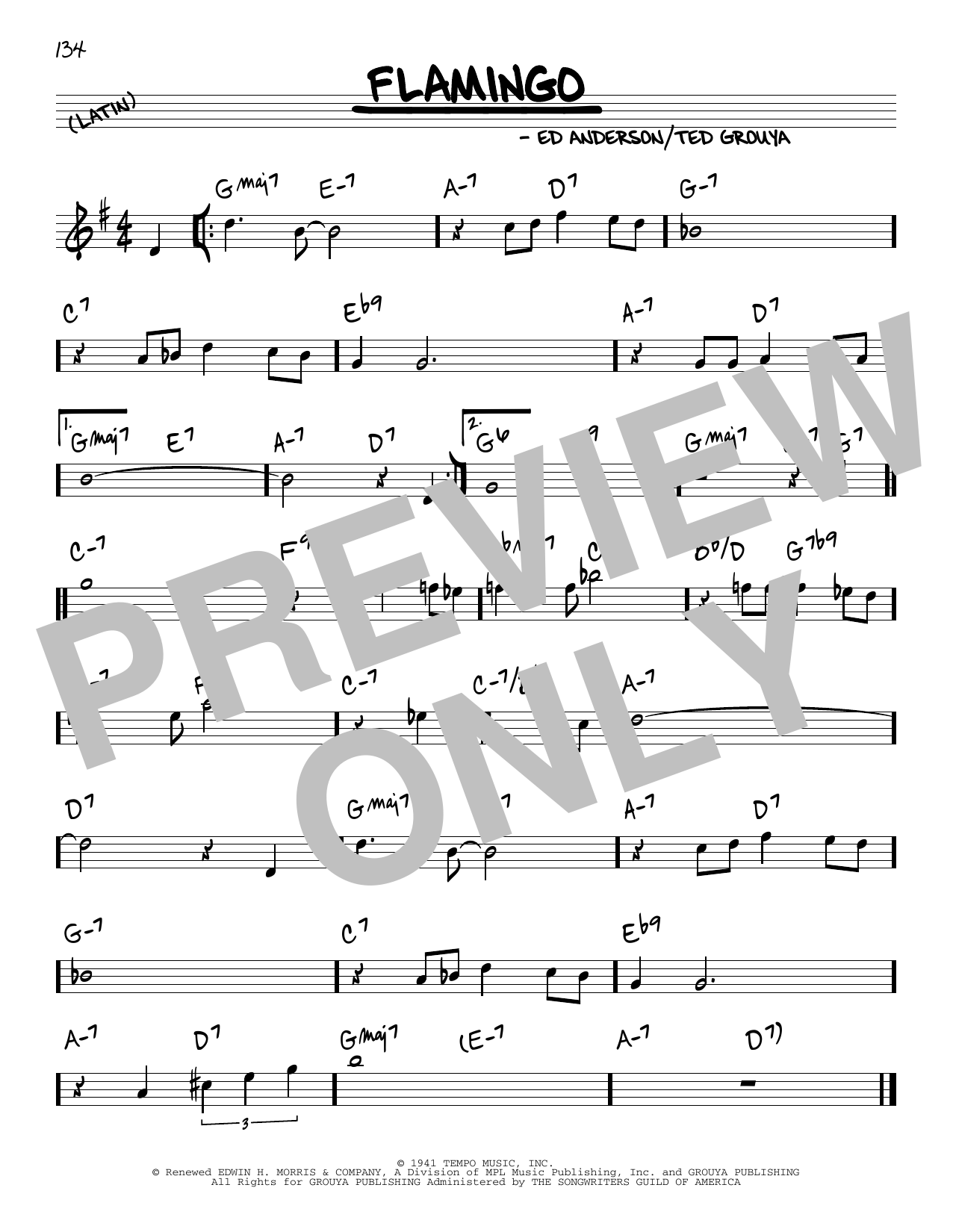 Learn to play Ted Grouya and Ed Anderson Flamingo sheet music for Real Book – Melody & Chords in minutes. Price: 5.9900$ Ted Grouya and Ed Anderson Flamingo sheet music notes and chords arranged for Real Book – Melody & Chords