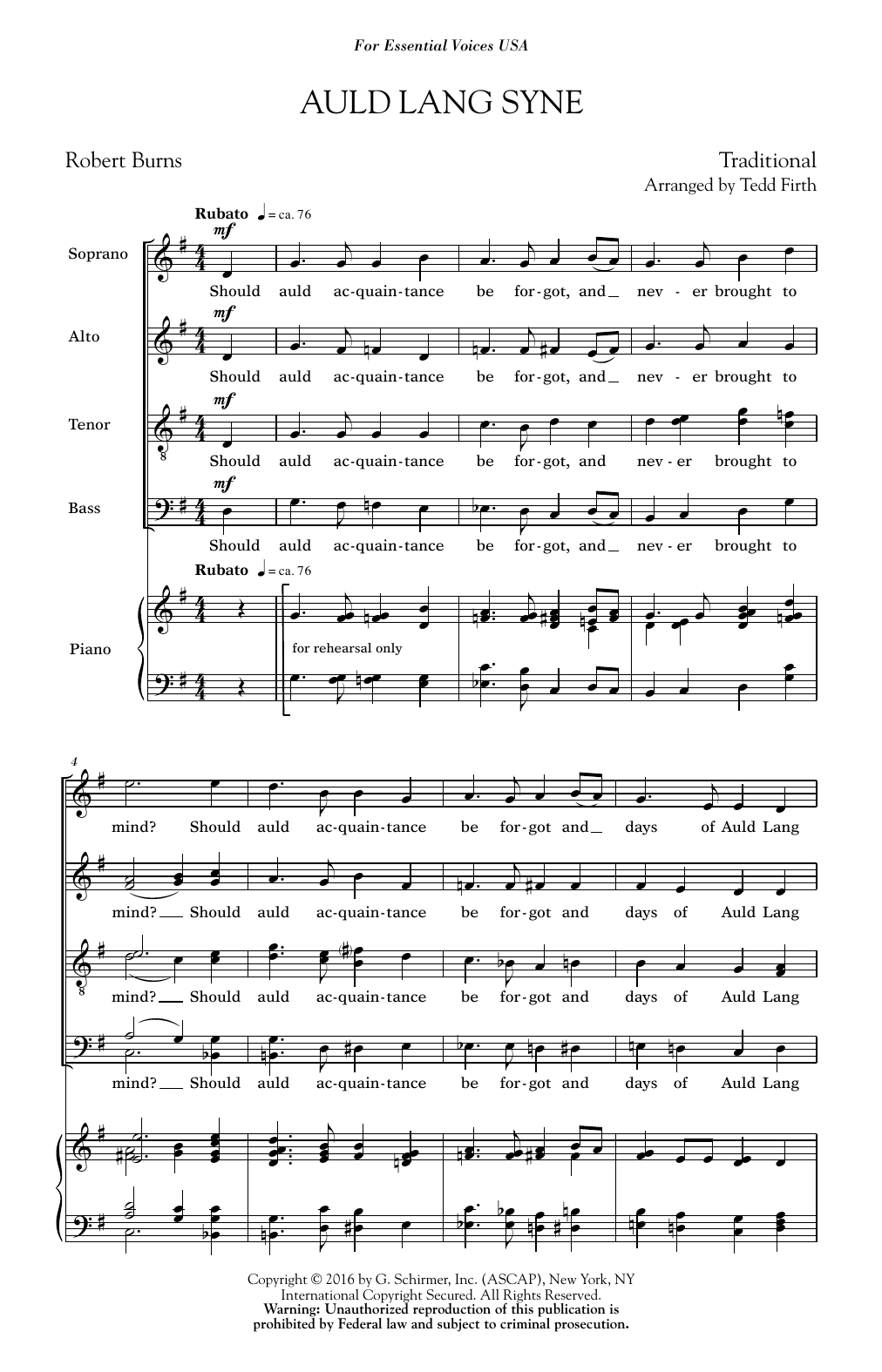 Tedd Firth Auld Lang Syne sheet music notes and chords. Download Printable PDF.