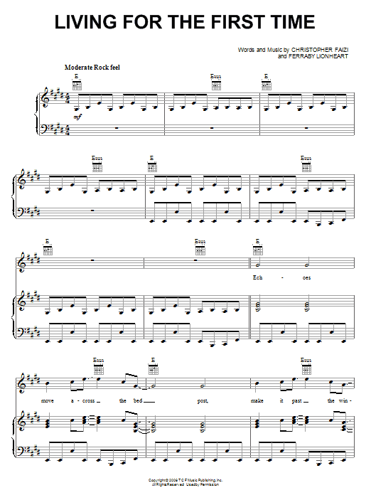 Learn to play Teddy Geiger Living For The First Time sheet music for Piano, Vocal & Guitar Chords (Right-Hand Melody) in minutes. Price: 7.8900$ Teddy Geiger Living For The First Time sheet music notes and chords arranged for Piano, Vocal & Guitar Chords (Right-Hand Melody)