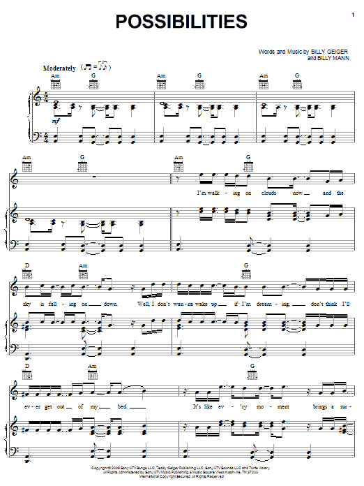 Learn to play Teddy Geiger Possibilities sheet music for Piano, Vocal & Guitar Chords (Right-Hand Melody) in minutes. Price: 7.8900$ Teddy Geiger Possibilities sheet music notes and chords arranged for Piano, Vocal & Guitar Chords (Right-Hand Melody)