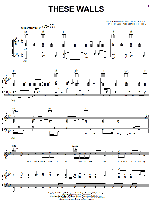 Learn to play Teddy Geiger These Walls sheet music for Piano, Vocal & Guitar Chords (Right-Hand Melody) in minutes. Price: 7.8900$ Teddy Geiger These Walls sheet music notes and chords arranged for Piano, Vocal & Guitar Chords (Right-Hand Melody)