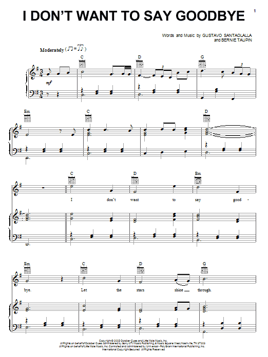 Learn to play Teddy Thompson I Don't Want To Say Goodbye sheet music for Piano, Vocal & Guitar Chords (Right-Hand Melody) in minutes. Price: 7.8900$ Teddy Thompson I Don't Want To Say Goodbye sheet music notes and chords arranged for Piano, Vocal & Guitar Chords (Right-Hand Melody)