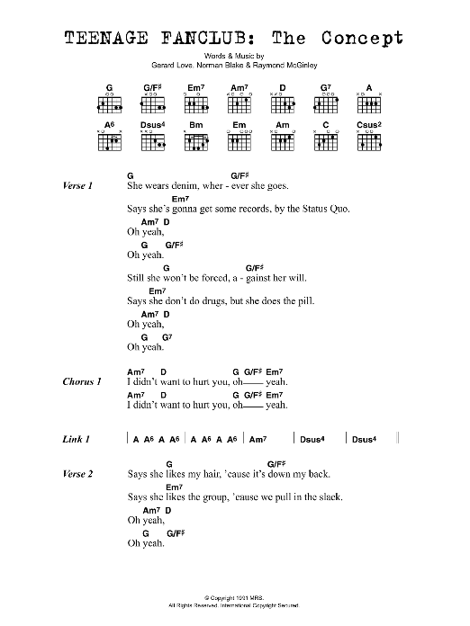 Teenage Fanclub The Concept sheet music notes and chords. Download Printable PDF.