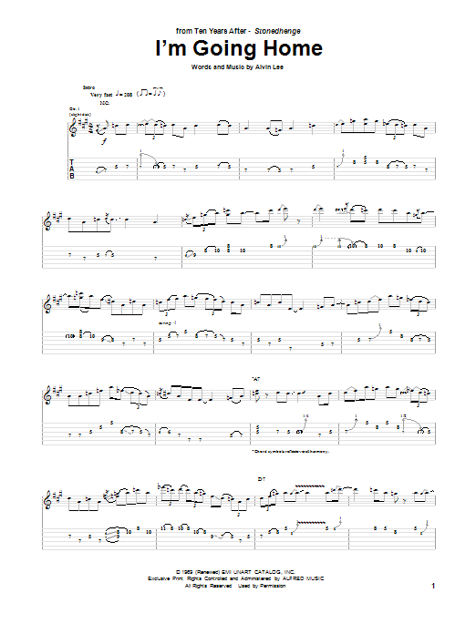 Ten Years After I'm Going Home sheet music notes and chords. Download Printable PDF.