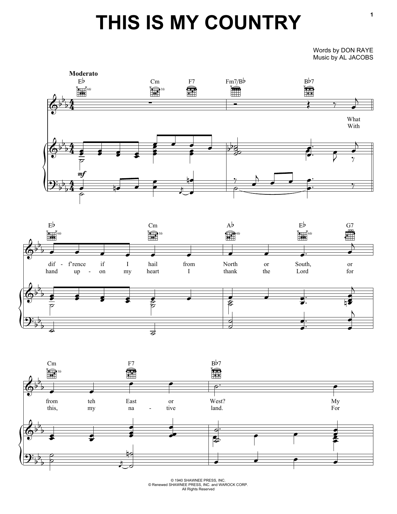 Tennessee Ernie Ford This Is My Country sheet music notes and chords. Download Printable PDF.