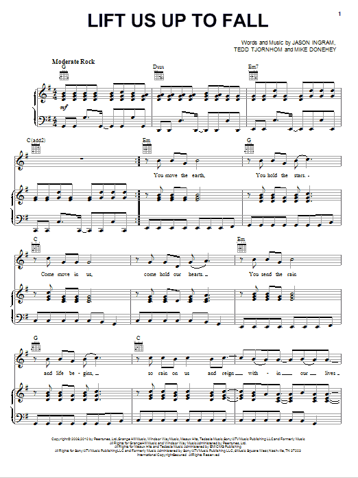 Tenth Avenue North Lift Us Up To Fall sheet music notes and chords arranged for Piano, Vocal & Guitar Chords (Right-Hand Melody)