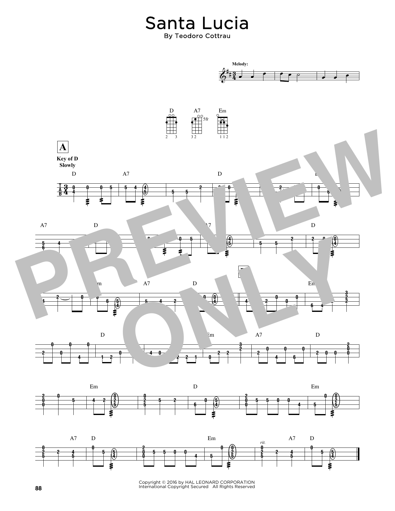 Teodoro Cottrau Santa Lucia (arr. Fred Sokolow) sheet music notes and chords. Download Printable PDF.