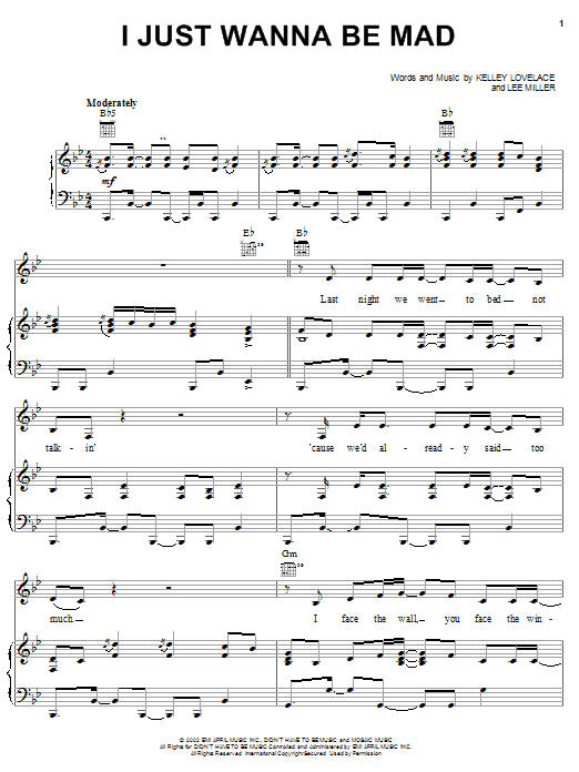 Learn to play Terri Clark I Just Wanna Be Mad sheet music for Piano, Vocal & Guitar Chords (Right-Hand Melody) in minutes. Price: 7.8900$ Terri Clark I Just Wanna Be Mad sheet music notes and chords arranged for Piano, Vocal & Guitar Chords (Right-Hand Melody)