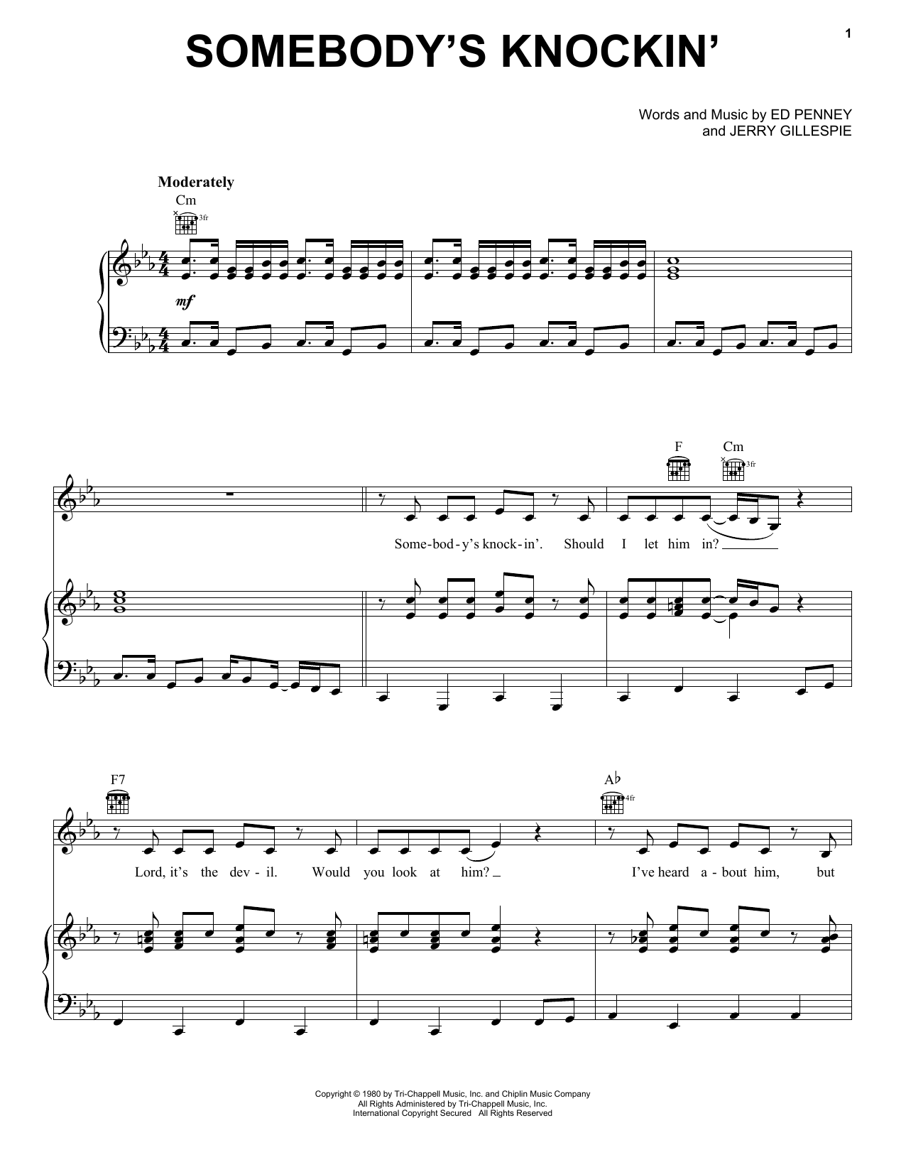 Terri Gibbs Somebody's Knockin' sheet music notes and chords. Download Printable PDF.