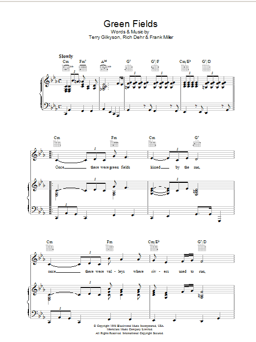 Terry Gilkyson Green Fields sheet music notes and chords. Download Printable PDF.