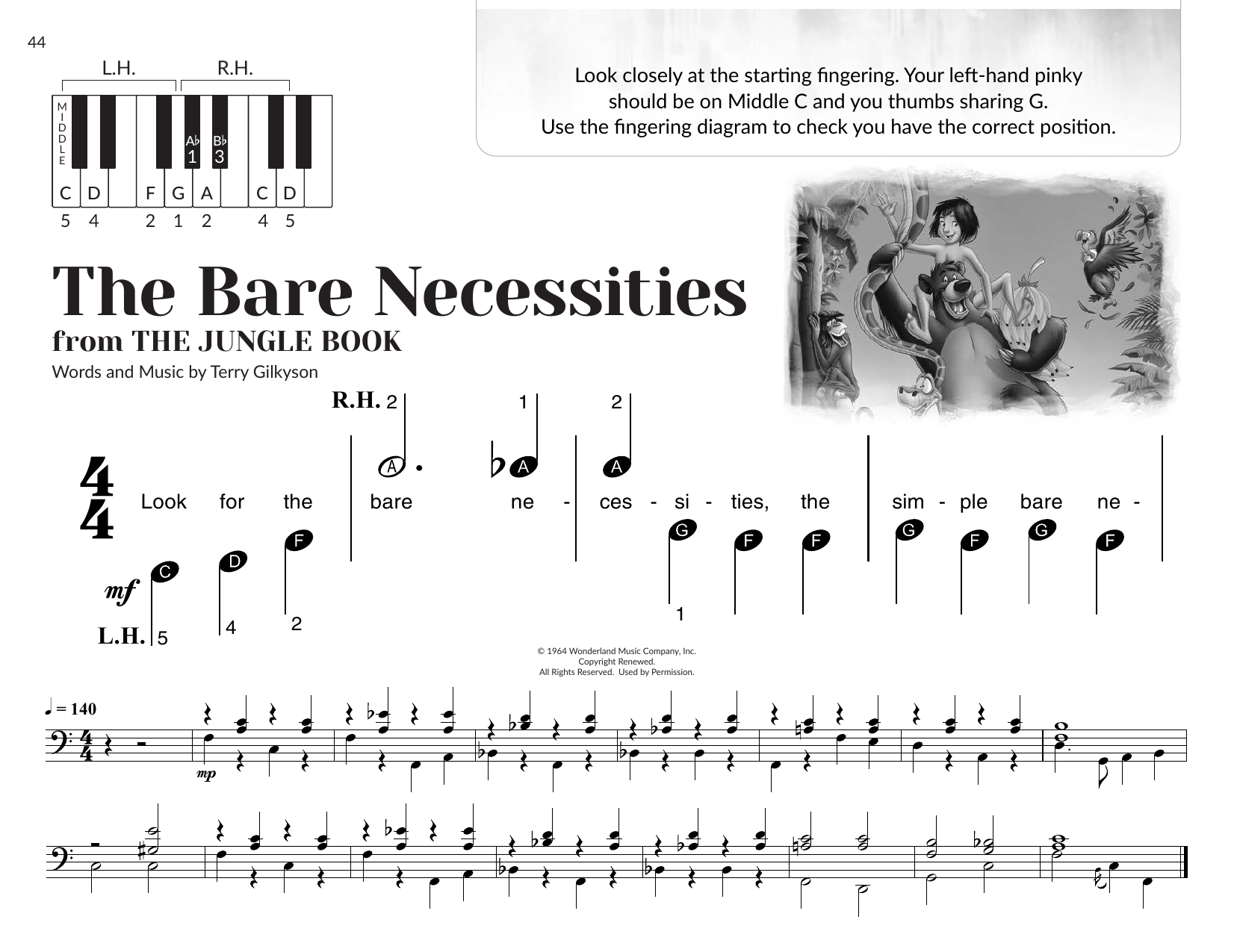 Terry Gilkyson The Bare Necessities (from The Jungle Book) (arr. Brittany McCorriston) sheet music notes and chords arranged for Very Beginner Piano