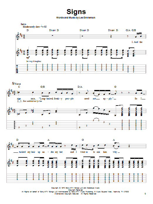 Tesla Signs sheet music notes and chords. Download Printable PDF.