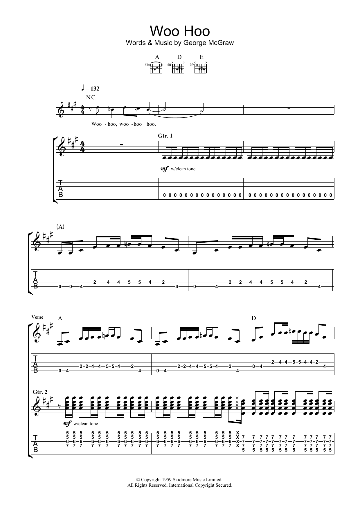 The 5.6.7.8's Woo Hoo sheet music notes and chords. Download Printable PDF.