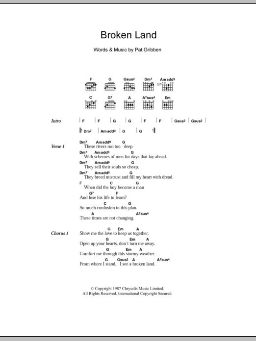 The Adventures Broken Land sheet music notes and chords. Download Printable PDF.