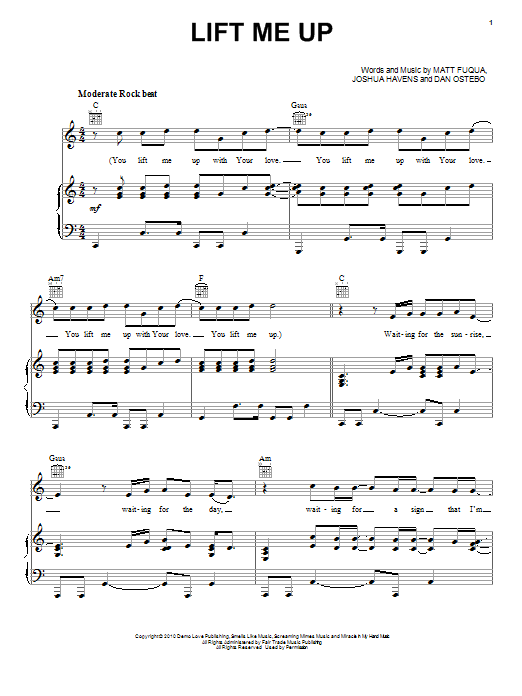Learn to play The Afters Lift Me Up sheet music for Piano, Vocal & Guitar Chords (Right-Hand Melody) in minutes. Price: 7.8900$ The Afters Lift Me Up sheet music notes and chords arranged for Piano, Vocal & Guitar Chords (Right-Hand Melody)