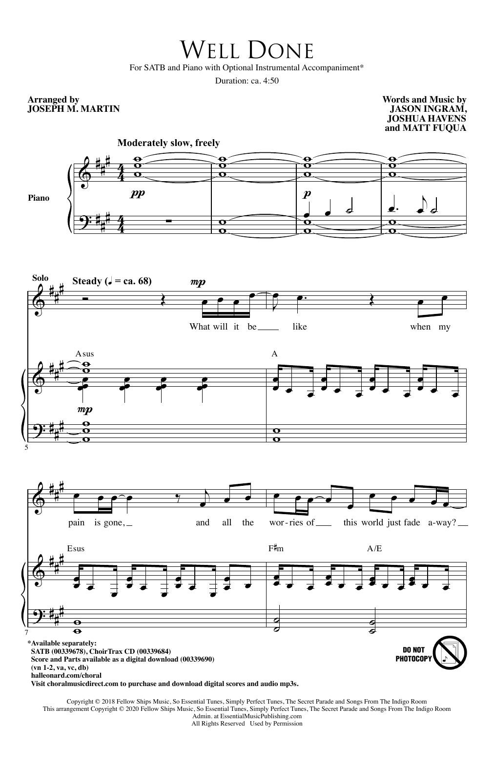 The Afters Well Done (arr. Joseph M. Martin) sheet music notes and chords arranged for SATB Choir