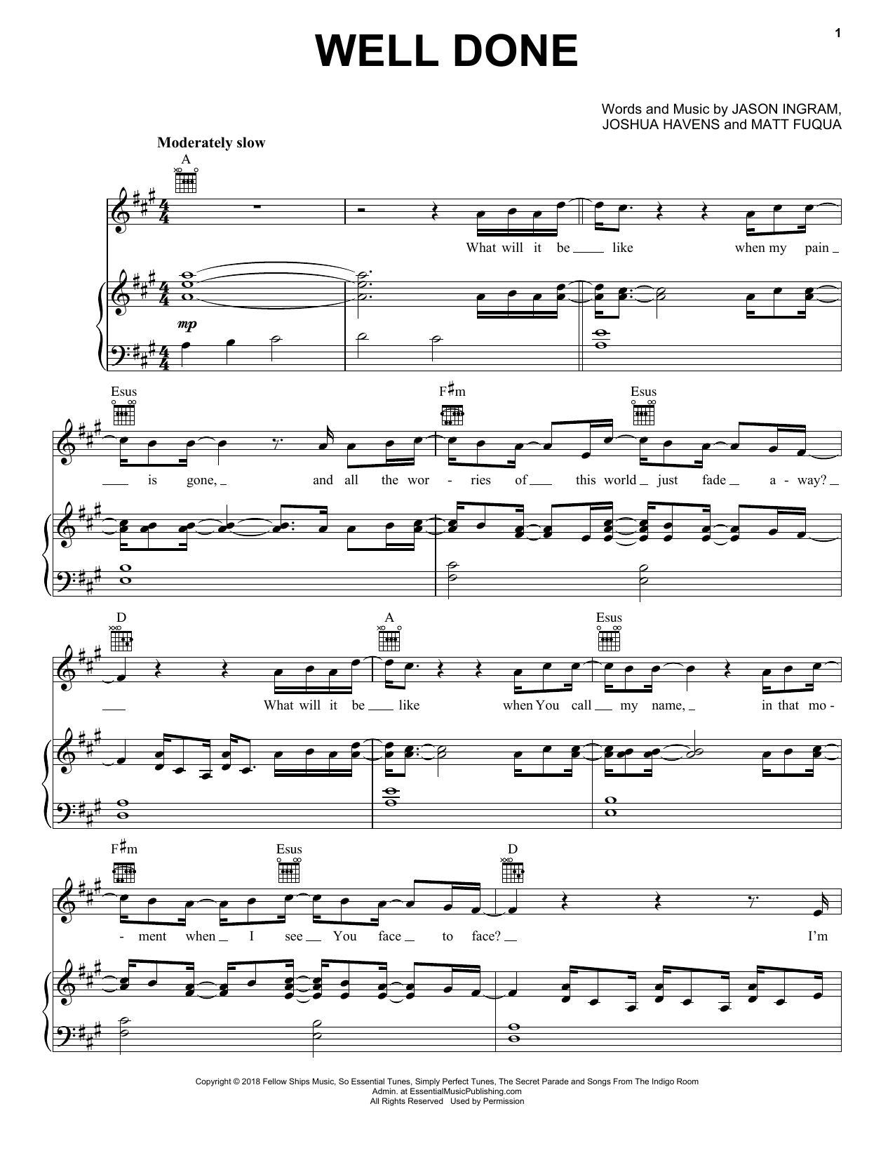 The Afters Well Done sheet music notes and chords. Download Printable PDF.