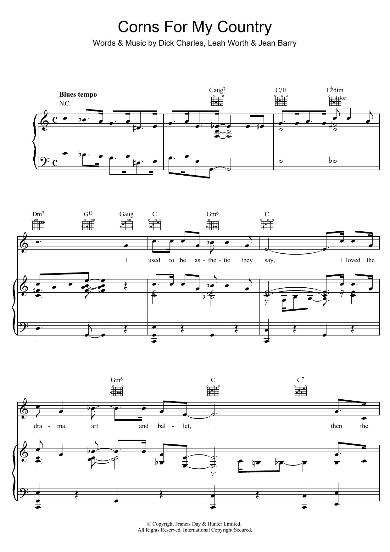 Learn to play The Andrews Sisters Corns For My Country sheet music for Piano, Vocal & Guitar Chords in minutes. Price: 7.8900$ The Andrews Sisters Corns For My Country sheet music notes and chords arranged for Piano, Vocal & Guitar Chords