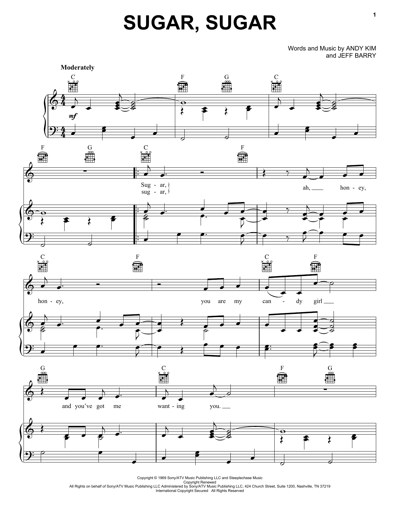 The Archies Sugar, Sugar sheet music notes and chords. Download Printable PDF.