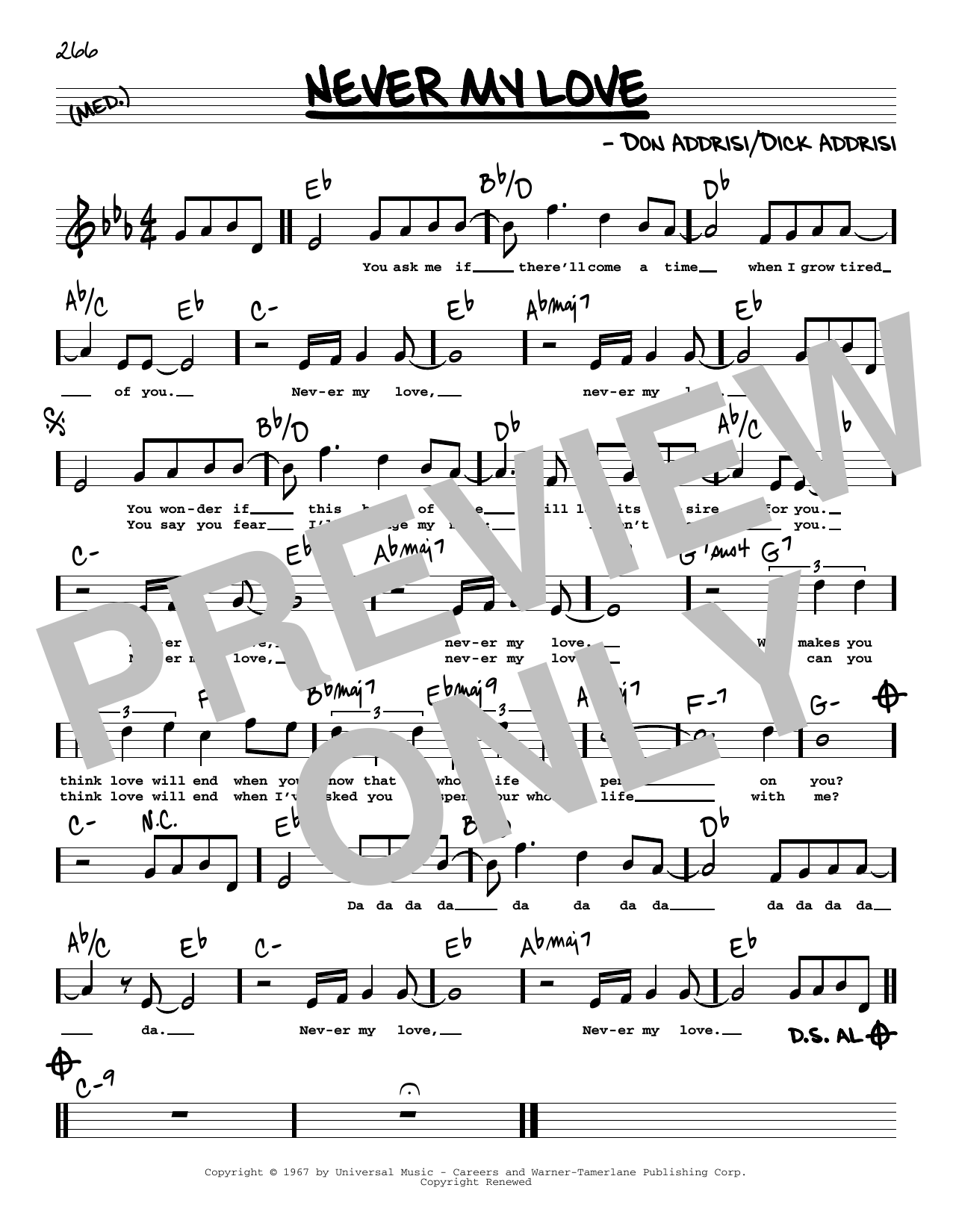 Learn to play The Association Never My Love (High Voice) sheet music for Real Book – Melody, Lyrics & Chords in minutes. Price: 5.9900$ The Association Never My Love (High Voice) sheet music notes and chords arranged for Real Book – Melody, Lyrics & Chords