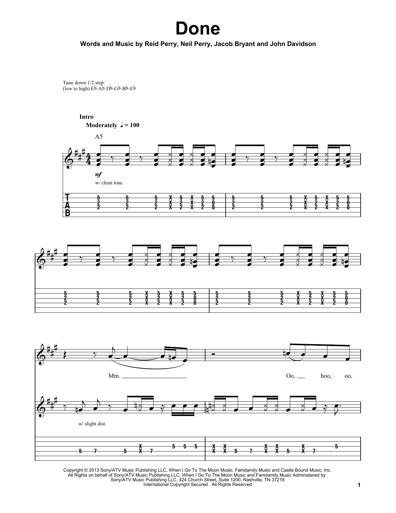 The Band Perry Done sheet music notes and chords. Download Printable PDF.