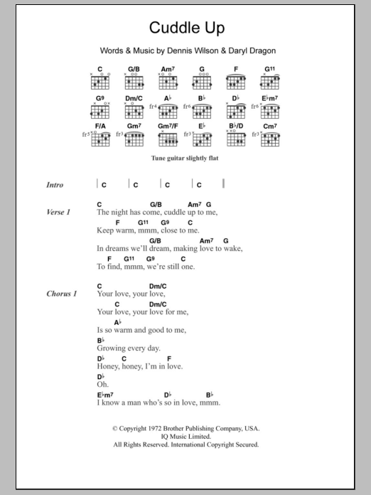 The Beach Boys Cuddle Up sheet music notes and chords. Download Printable PDF.