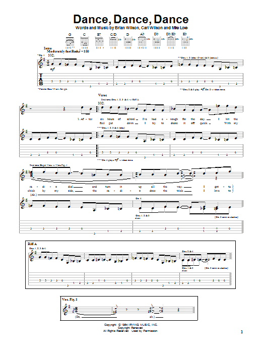 The Beach Boys Dance, Dance, Dance sheet music notes and chords. Download Printable PDF.