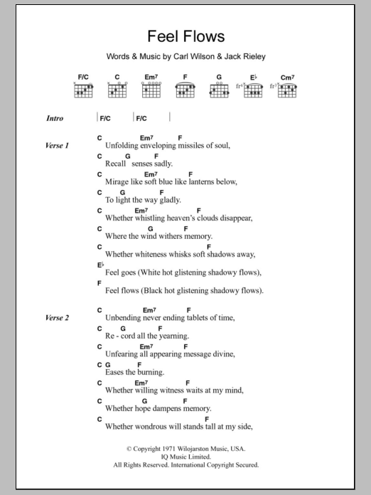 The Beach Boys Feel Flows sheet music notes and chords. Download Printable PDF.