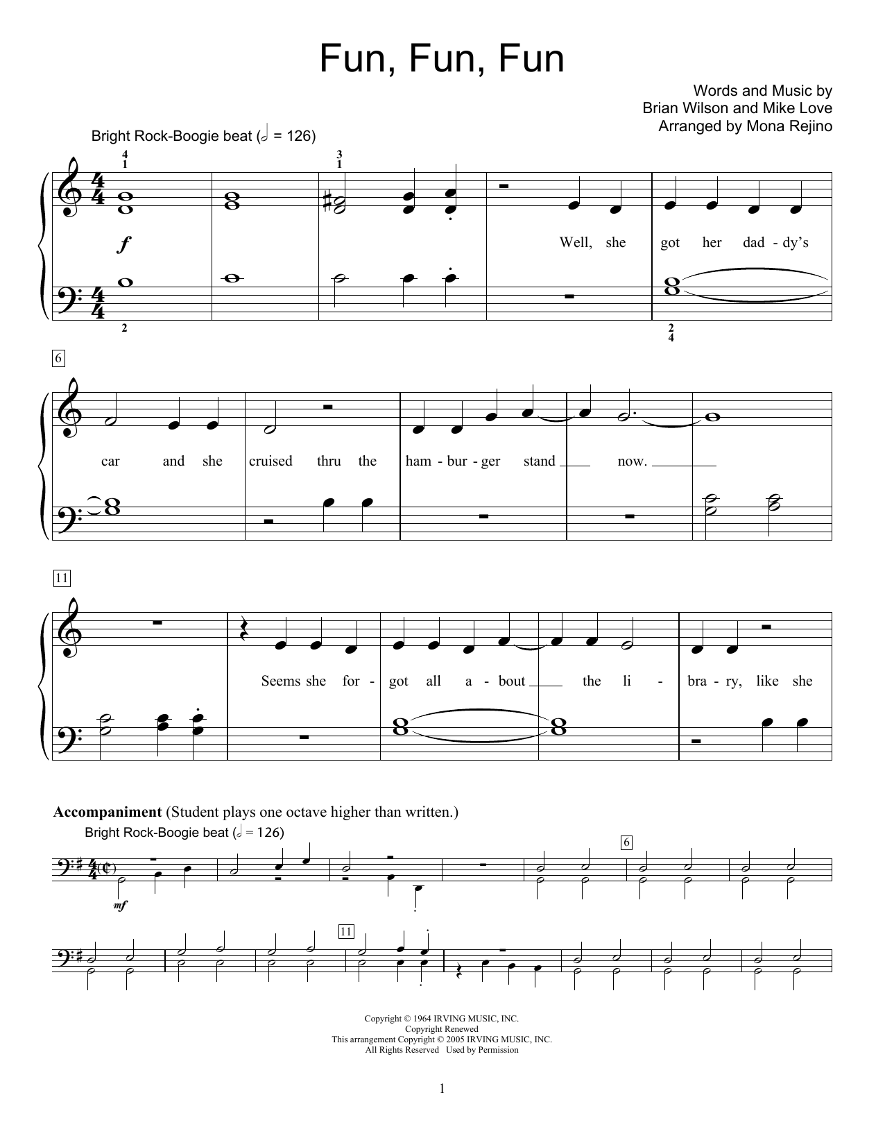 The Beach Boys Fun, Fun, Fun sheet music notes and chords. Download Printable PDF.