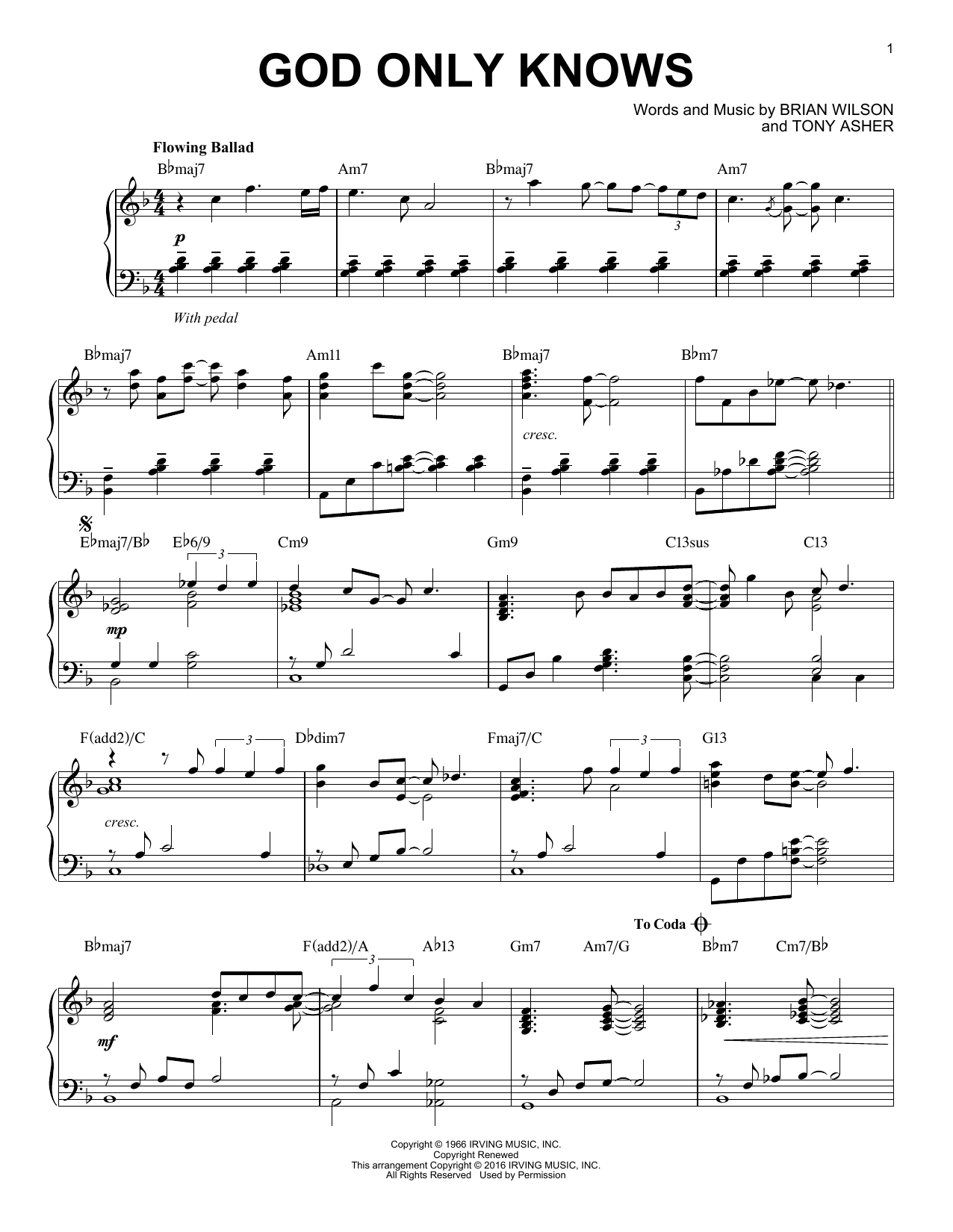 The Beach Boys God Only Knows [Jazz version] (arr. Brent Edstrom) sheet music notes and chords. Download Printable PDF.