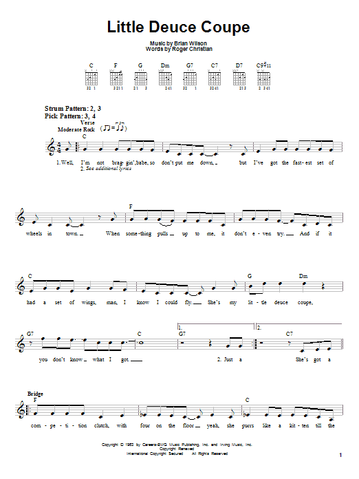 The Beach Boys Little Deuce Coupe sheet music notes and chords. Download Printable PDF.