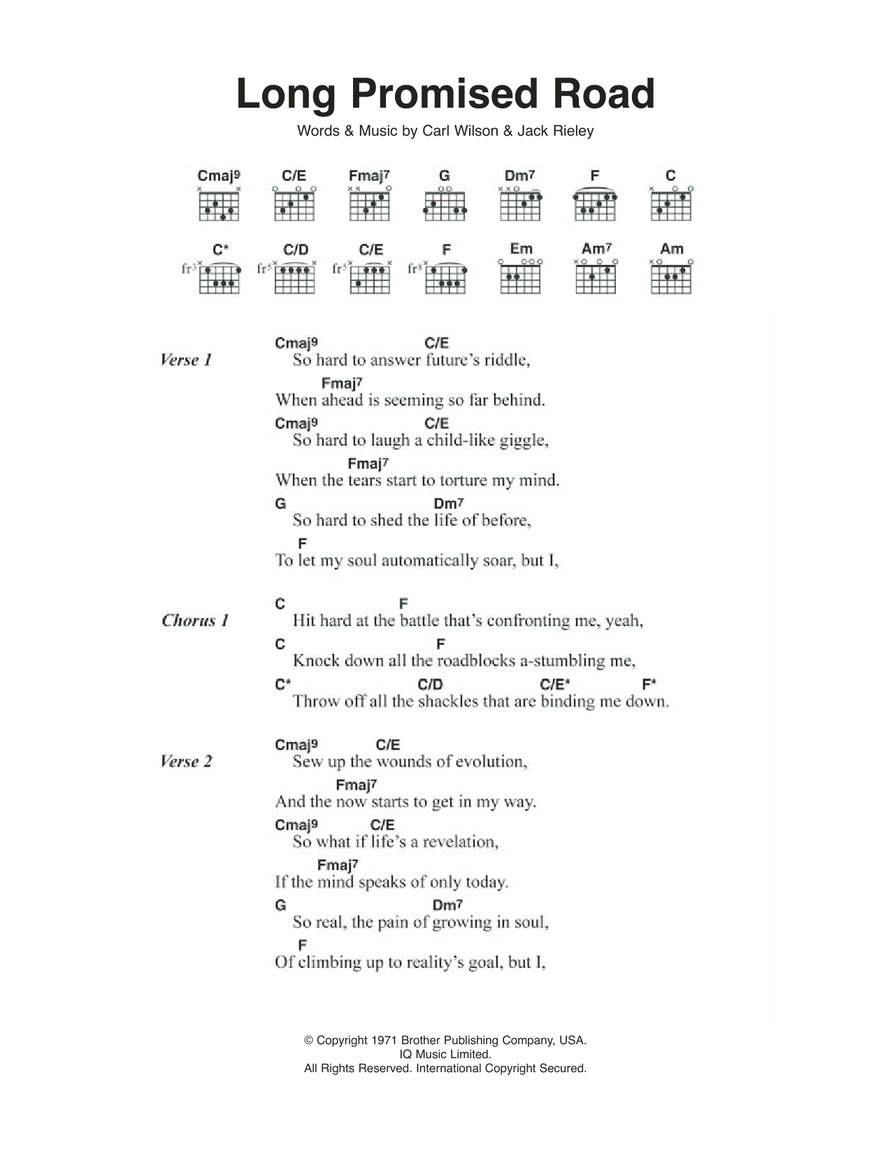 The Beach Boys Long Promised Road sheet music notes and chords. Download Printable PDF.