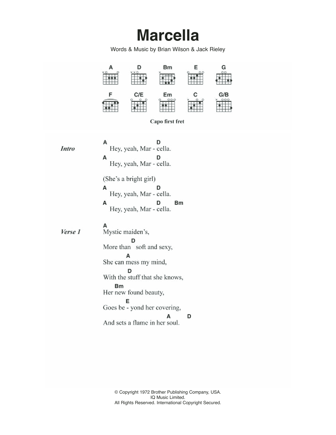 The Beach Boys Marcella sheet music notes and chords. Download Printable PDF.