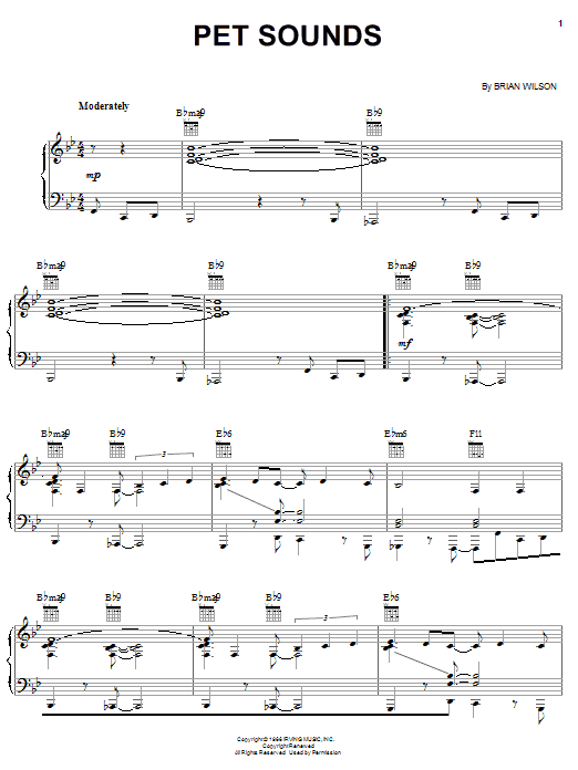 Learn to play The Beach Boys Pet Sounds sheet music for Piano, Vocal & Guitar Chords (Right-Hand Melody) in minutes. Price: 7.8900$ The Beach Boys Pet Sounds sheet music notes and chords arranged for Piano, Vocal & Guitar Chords (Right-Hand Melody)